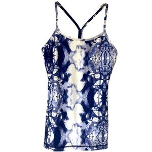 Lululemon Blue White Print Racerback Workout Tank Top Sz 4